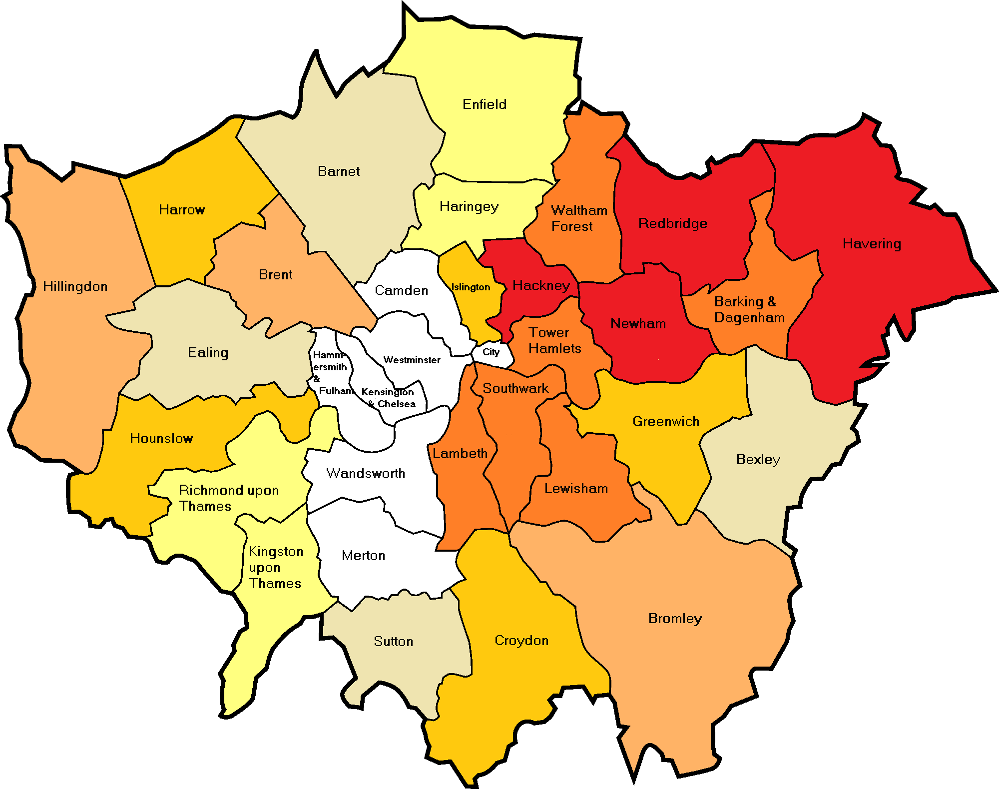 Heat Map of London Property Increase - The Only Way Is Essex!